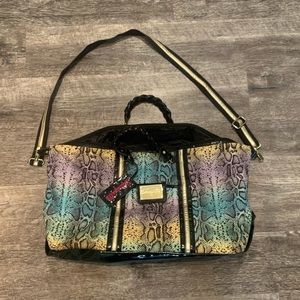 Betsey Johnson Betseyville Rainbow Snakeskin duffle bag